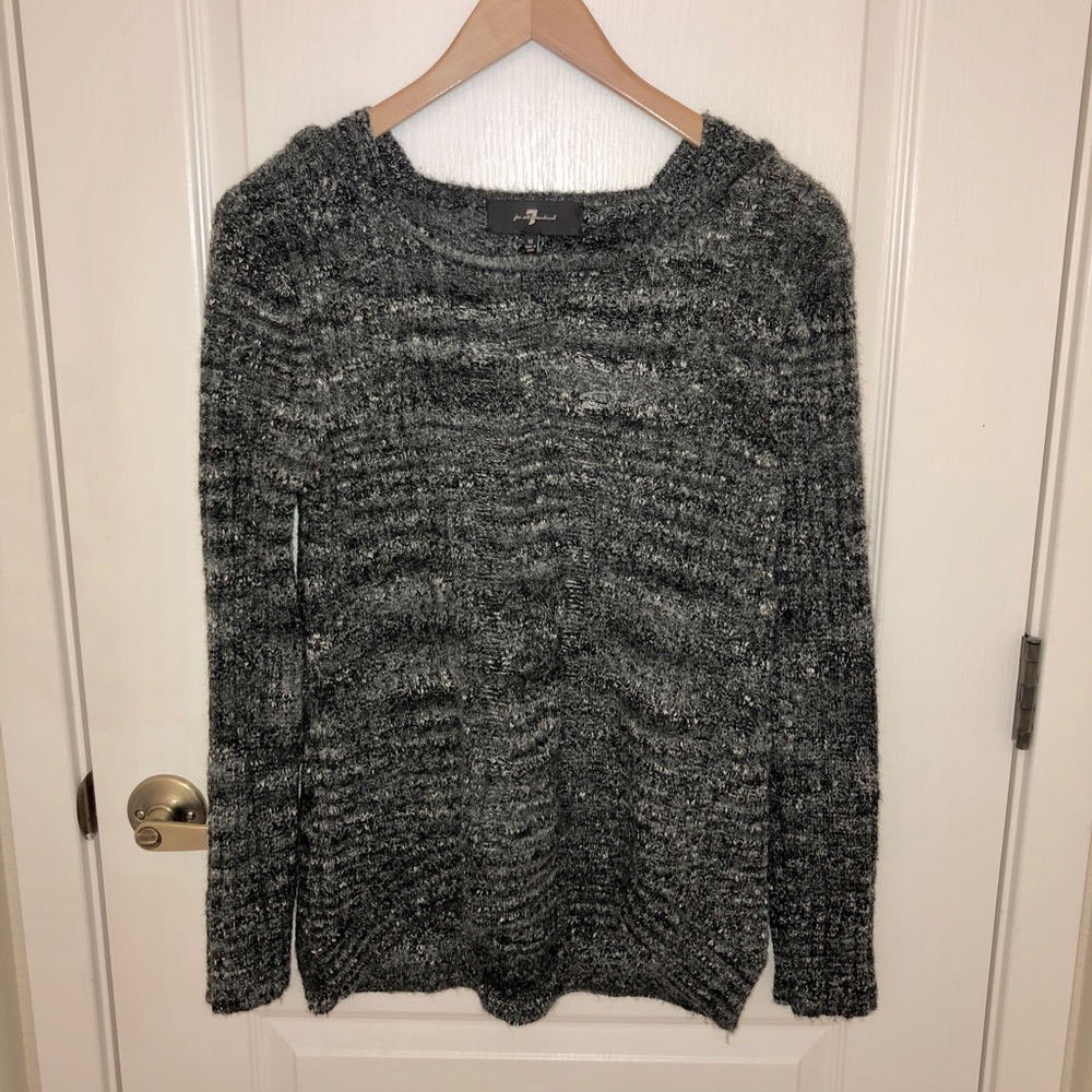 7 For All Mankind Cable Knit Gray Sweater